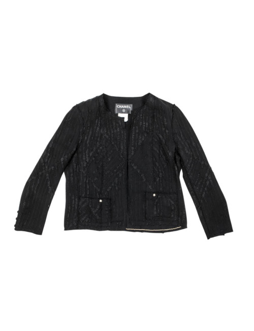 Veste CHANEL T 42 soie noire