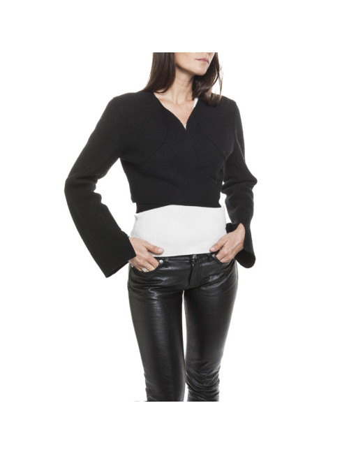 Boléro CHANEL noir en laine bouilli