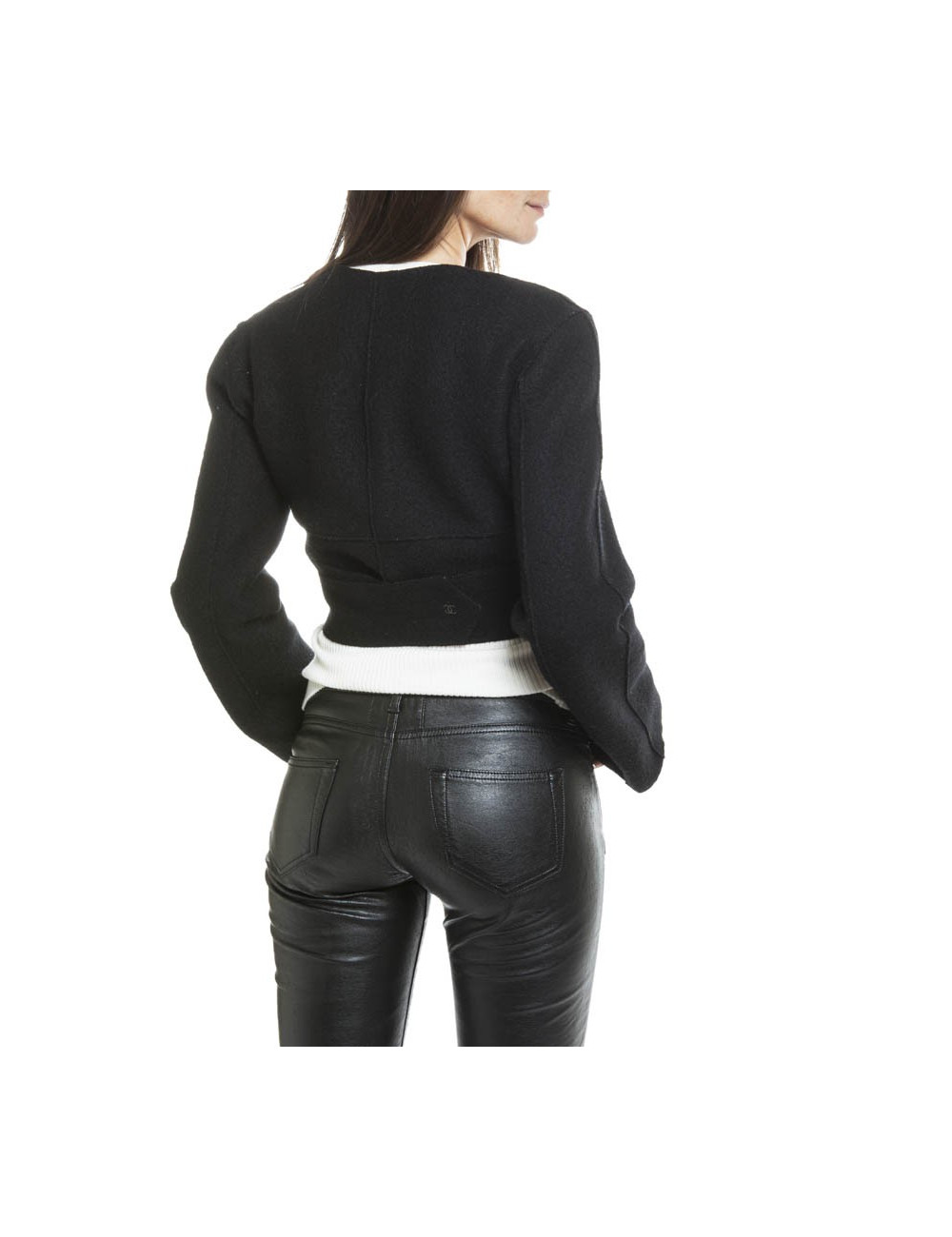 CHANEL black Bolero in boiled wool 38 en T