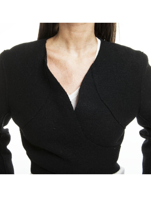 Boléro CHANEL noir en laine bouillie T 38