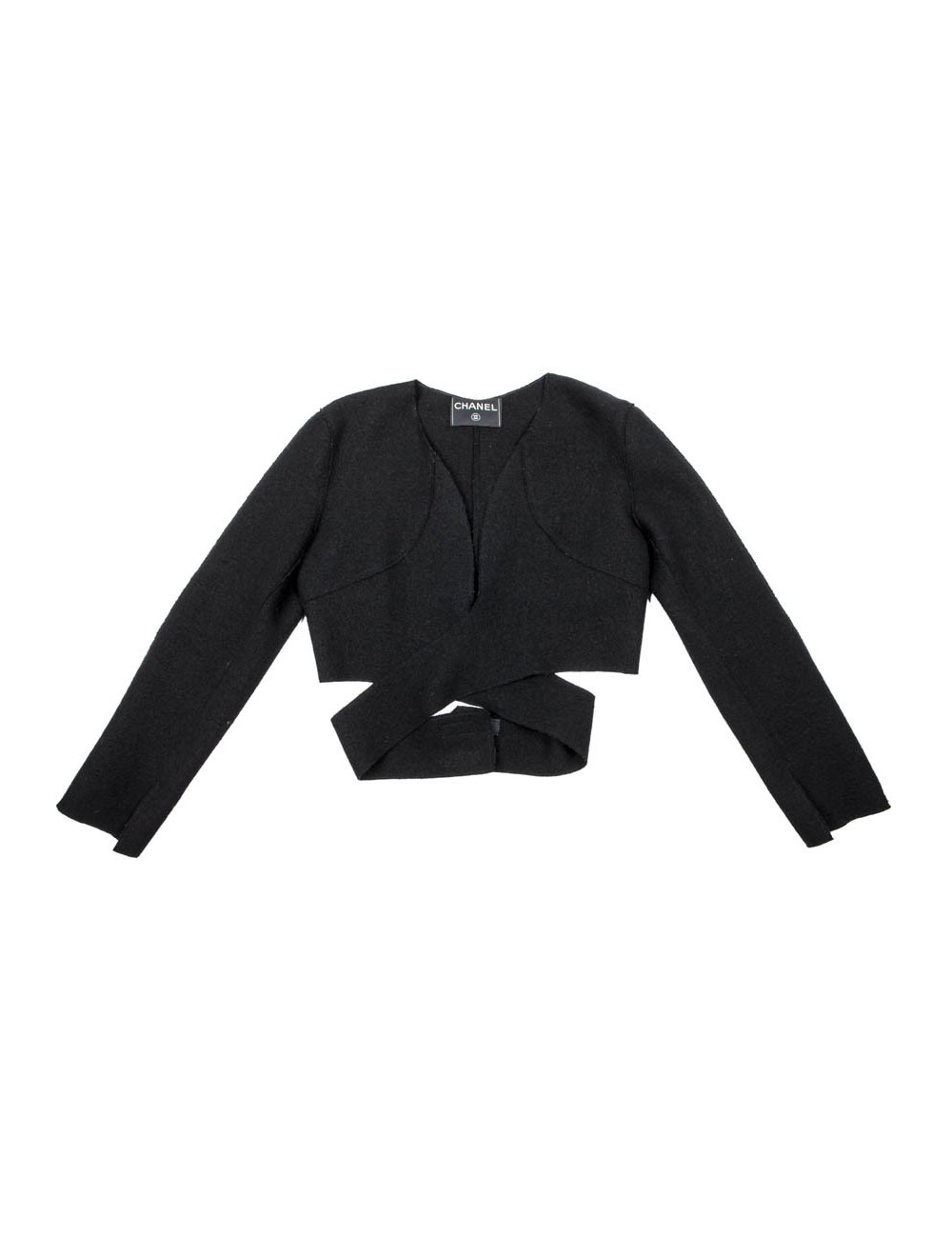 Boléro CHANEL noir en laine bouillie T 38