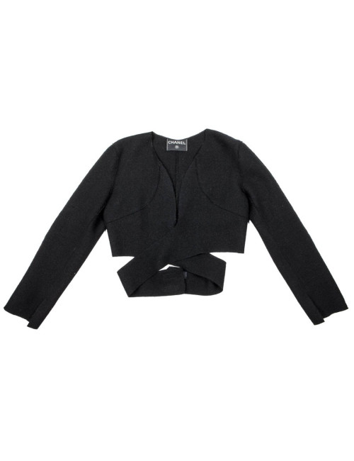 CHANEL black Bolero in boiled wool 38 en T