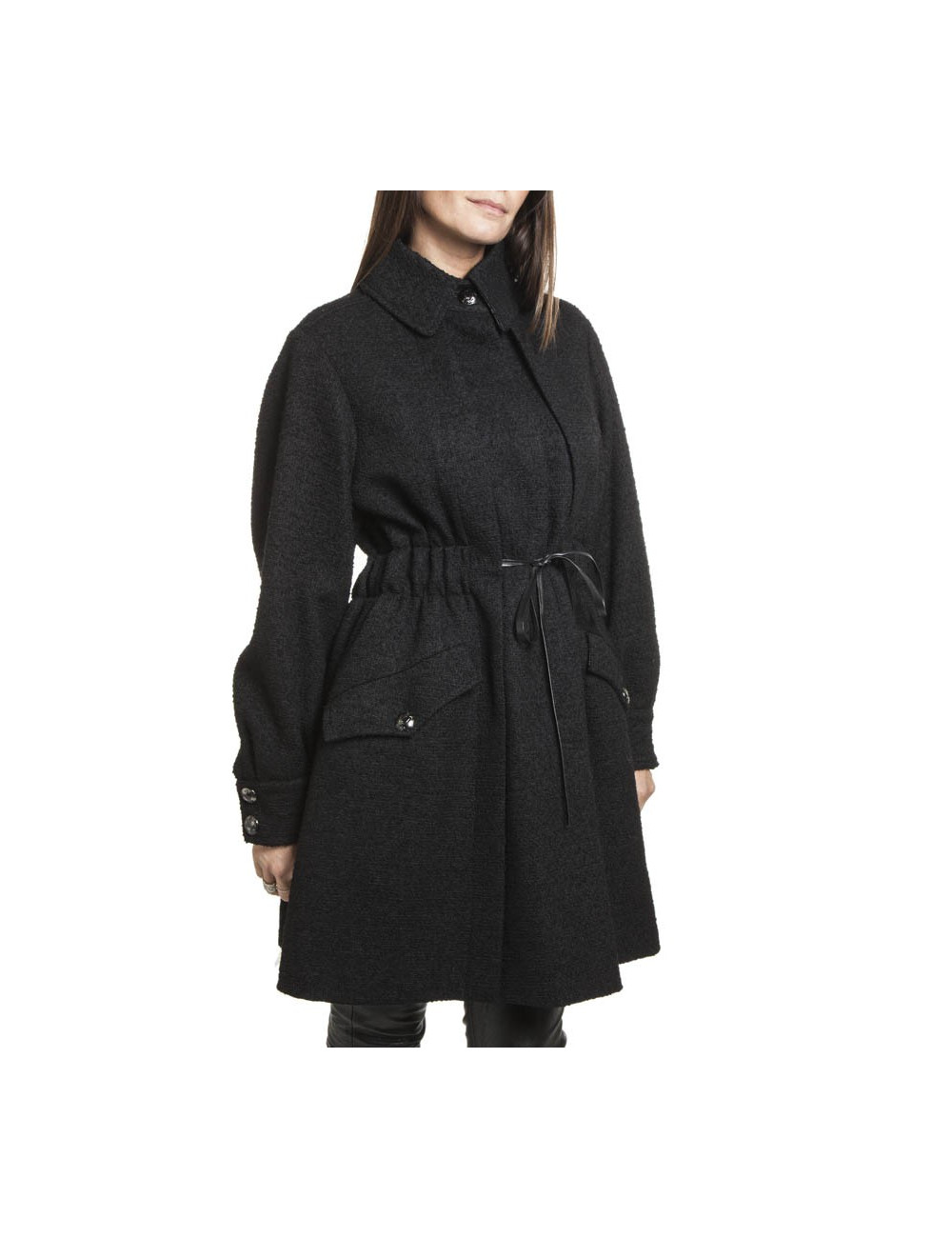 Manteau CHANEL T 36 en tweed noir