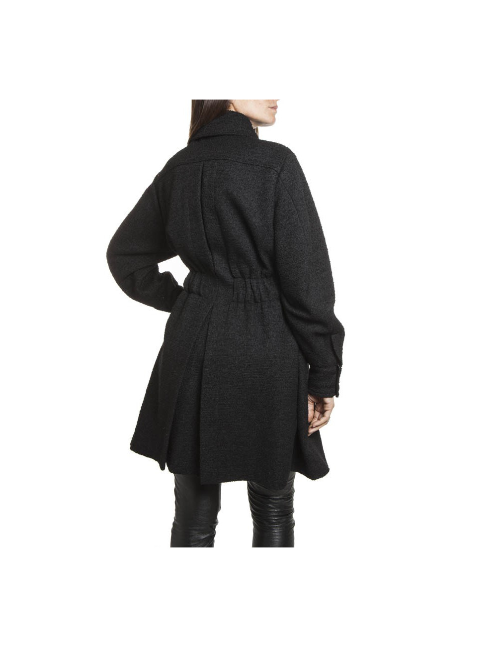 Manteau CHANEL T 36 en tweed noir