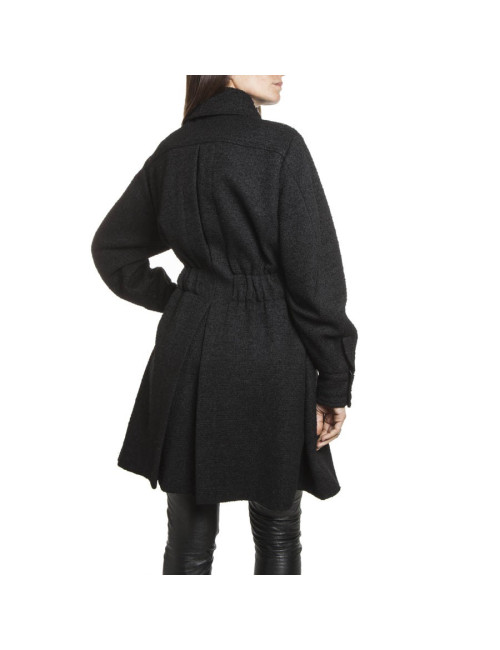 CHANEL coat in black tweed wool size 38/40FR