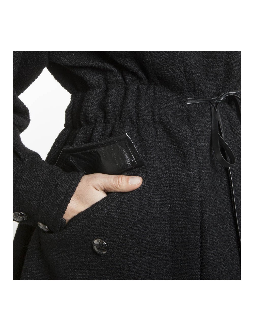 CHANEL coat in black tweed wool size 38/40FR