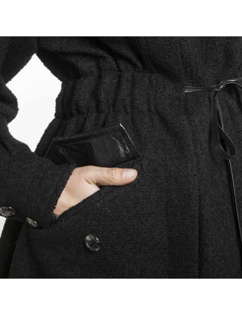 Manteau CHANEL T 36 en tweed noir