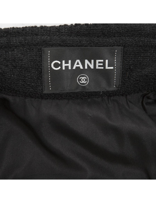 Manteau CHANEL T 36 en tweed noir