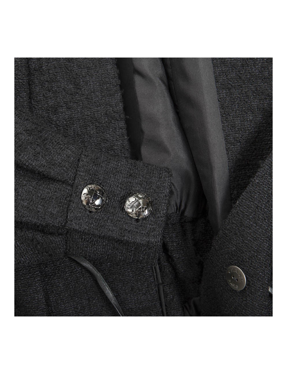 Manteau CHANEL T 36 en tweed noir