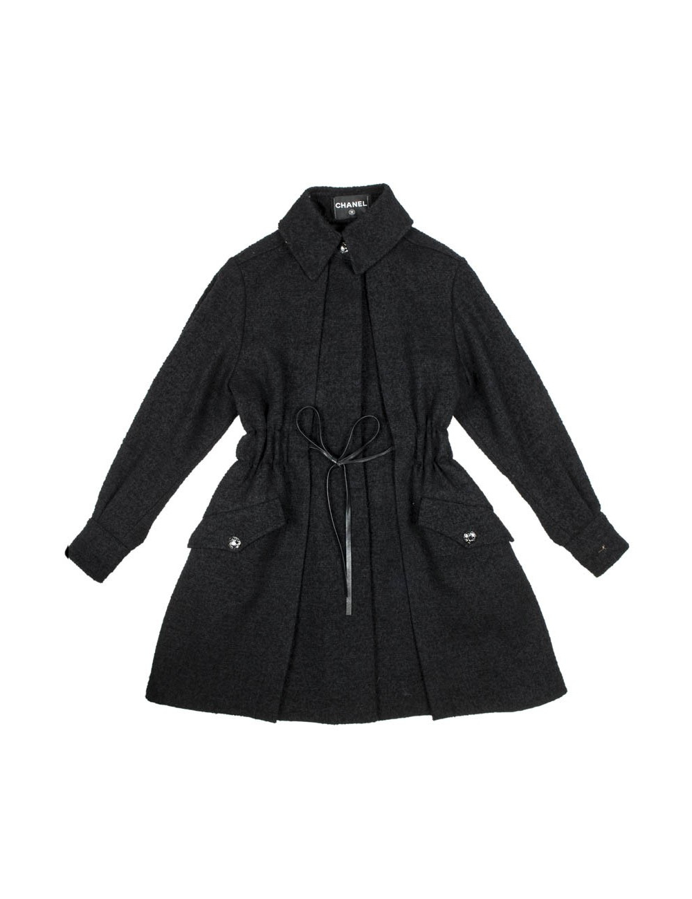 Manteau CHANEL T 36 en tweed noir