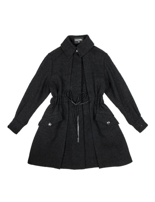 CHANEL coat in black tweed wool size 38/40FR
