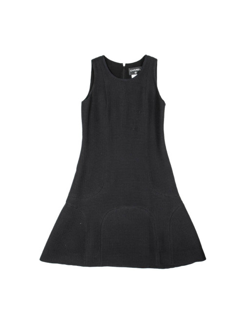 Black CHANEL T 36 FR cotton trapeze dress