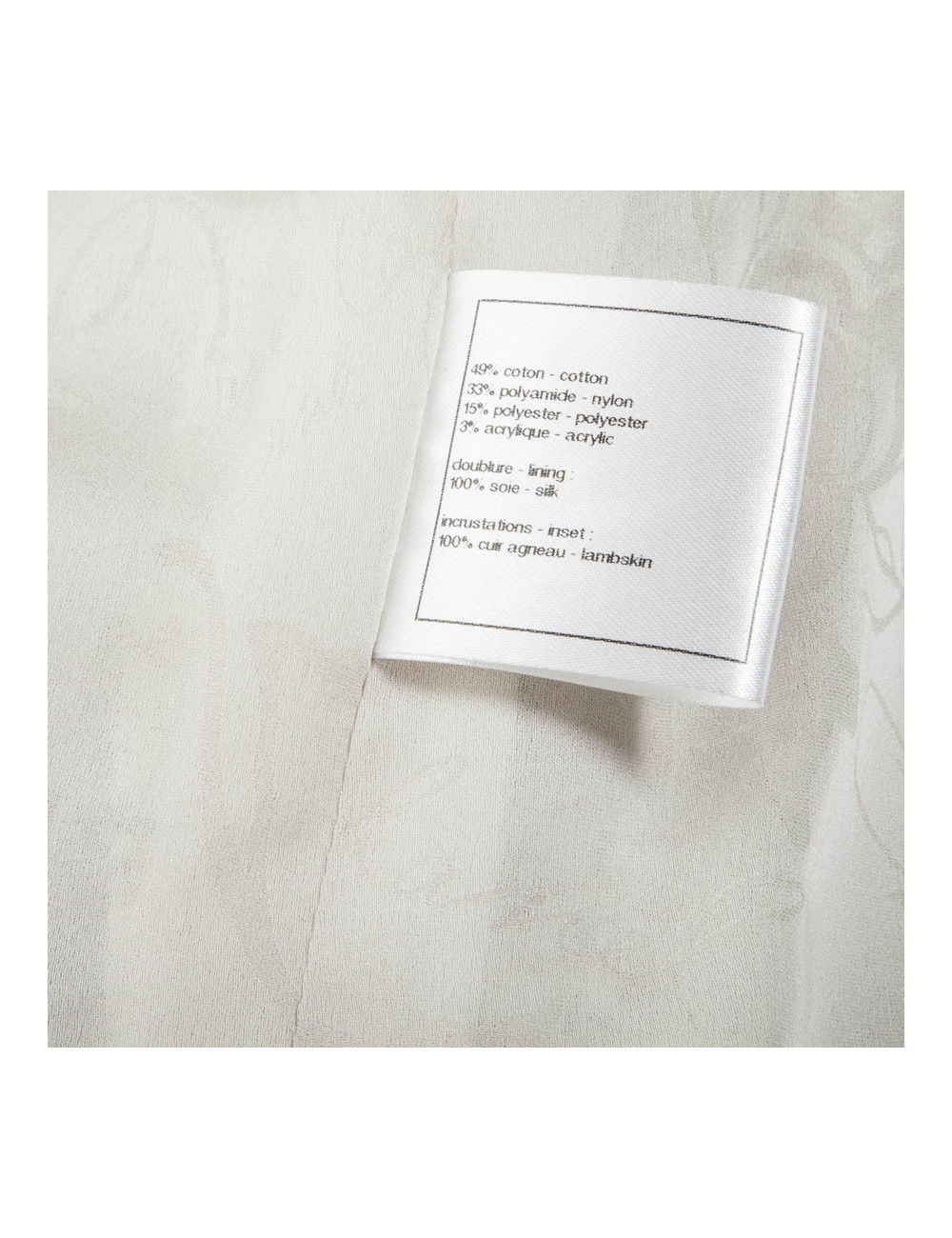 Robe CHANEL T 42 sans manche tweed peint crème