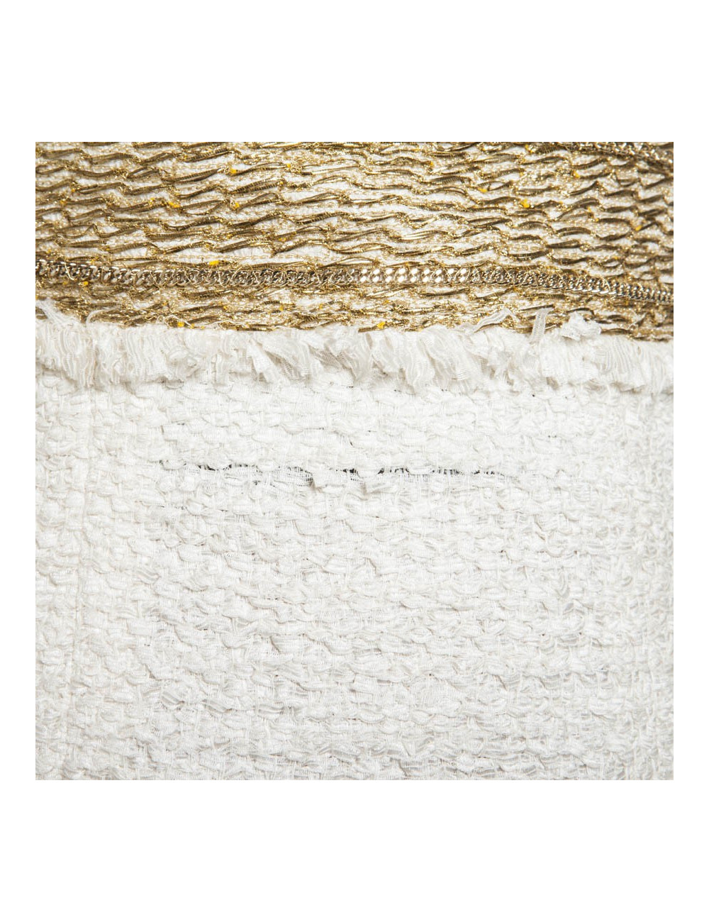 Robe CHANEL T 36 tweed crème broderies chaines dorées