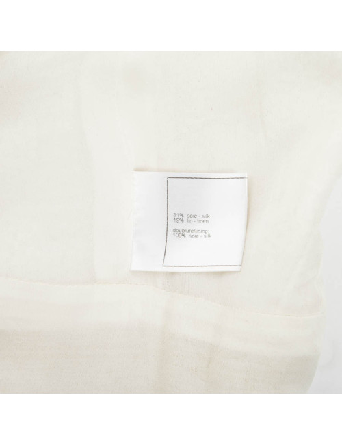 Robe CHANEL T 36 tweed crème broderies chaines dorées