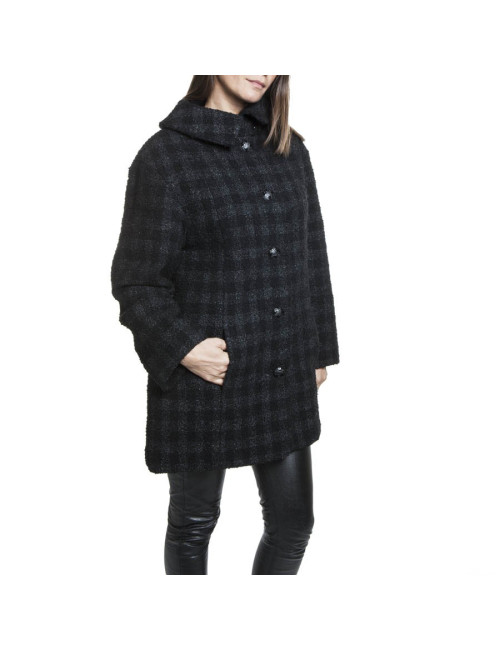 Manteau CHANEL T 38 tweed lamé noir