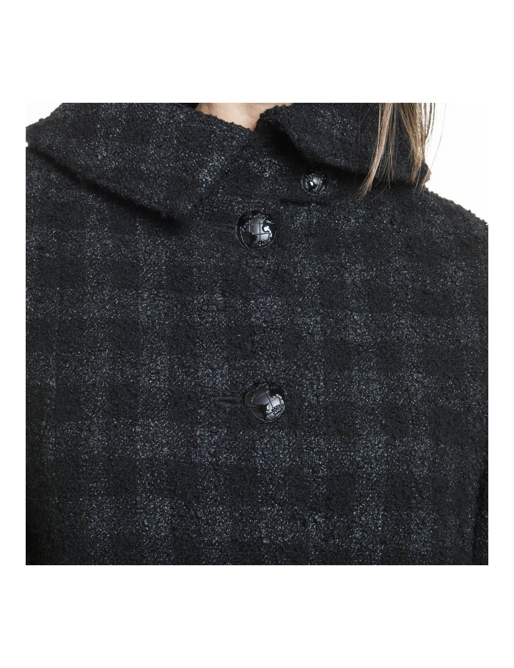 Manteau CHANEL T 38 fr tweed lamé noir
