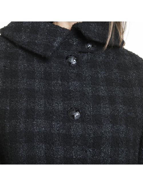 Manteau CHANEL T 38 fr tweed lamé noir