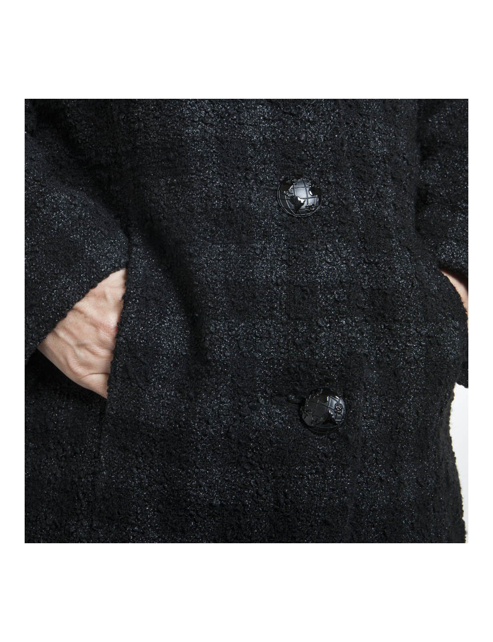 Manteau CHANEL T 38 fr tweed lamé noir