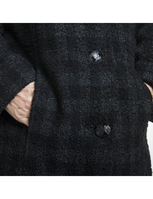 Manteau CHANEL T 38 fr tweed lamé noir