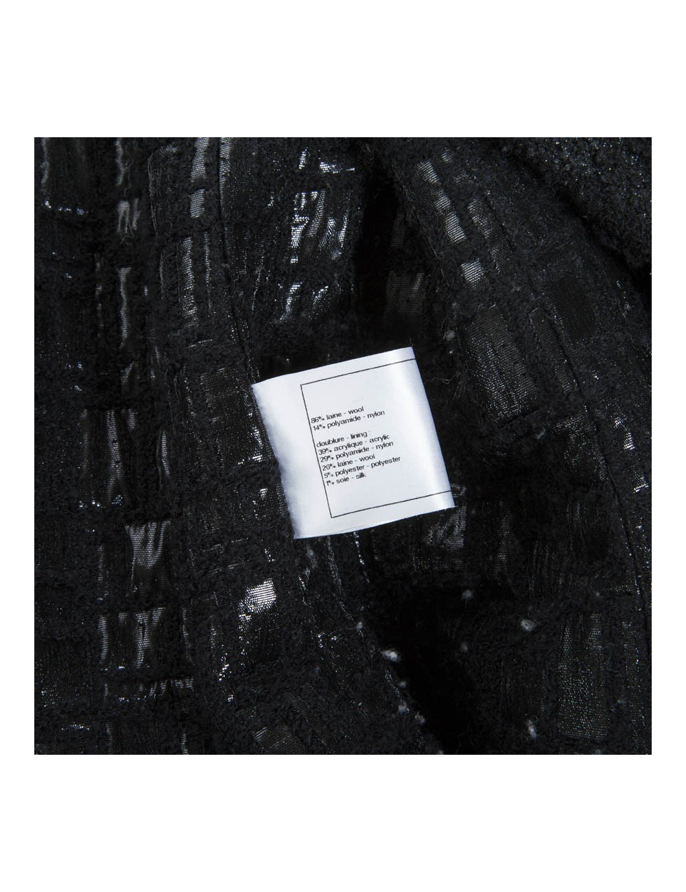 Manteau CHANEL T 38 fr tweed lamé noir