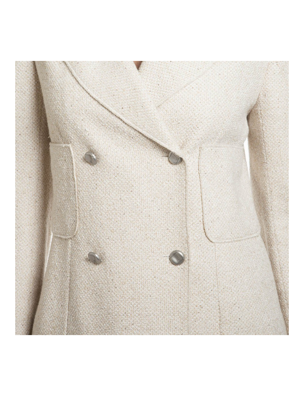 Veste CHANEL T 38 en twed beige croisée