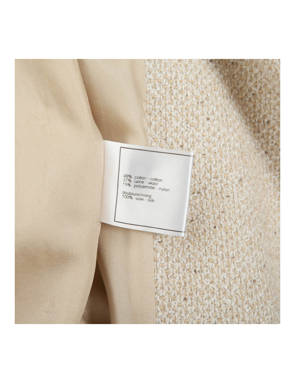 Veste CHANEL T 38 en twed beige croisée