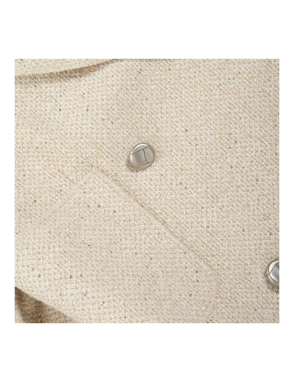 Veste CHANEL T 38 en twed beige croisée