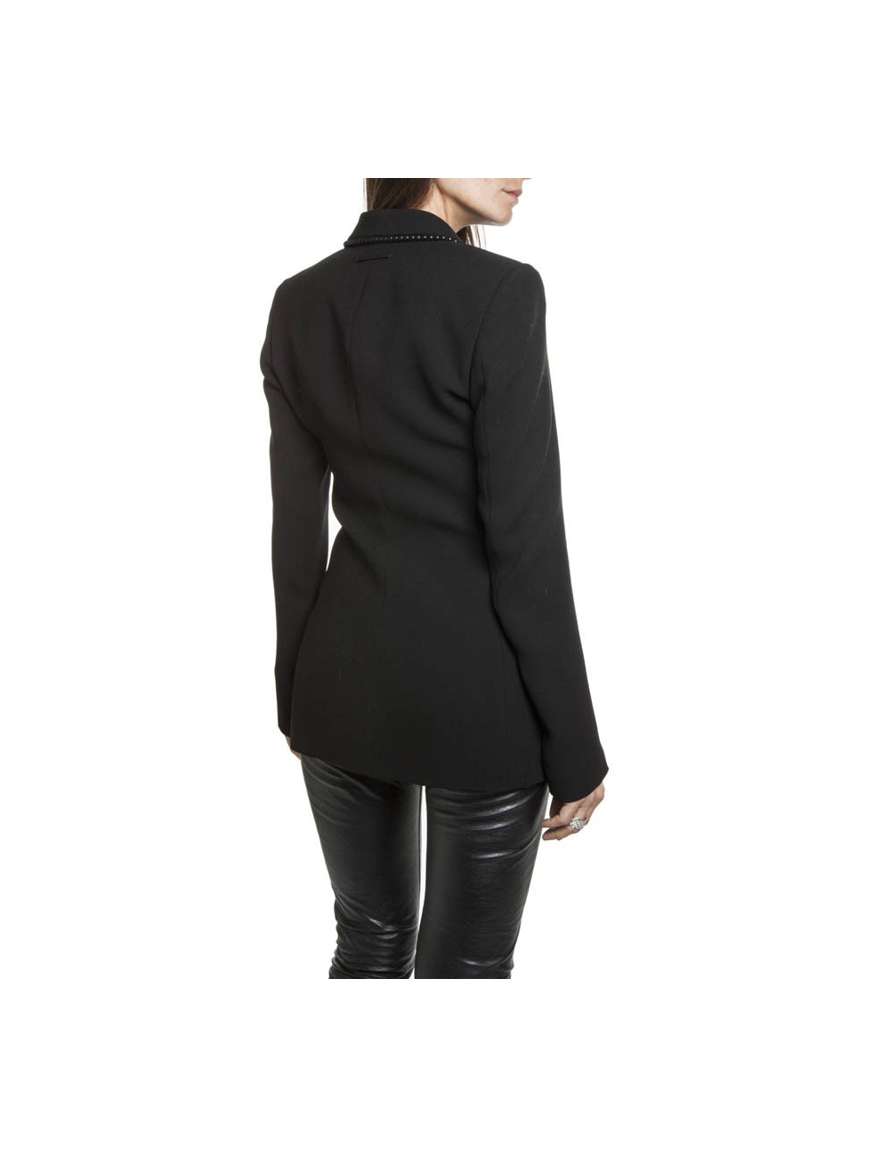 Veste longue  JEAN PAUL GAULTIER noire collier de perles 