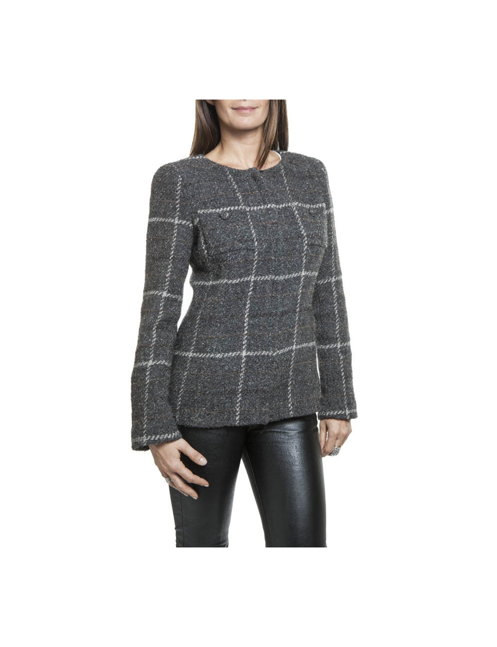 Veste CHANEL tweed gris T38