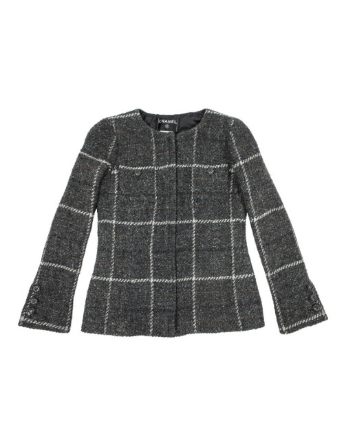 Veste CHANEL tweed gris T38