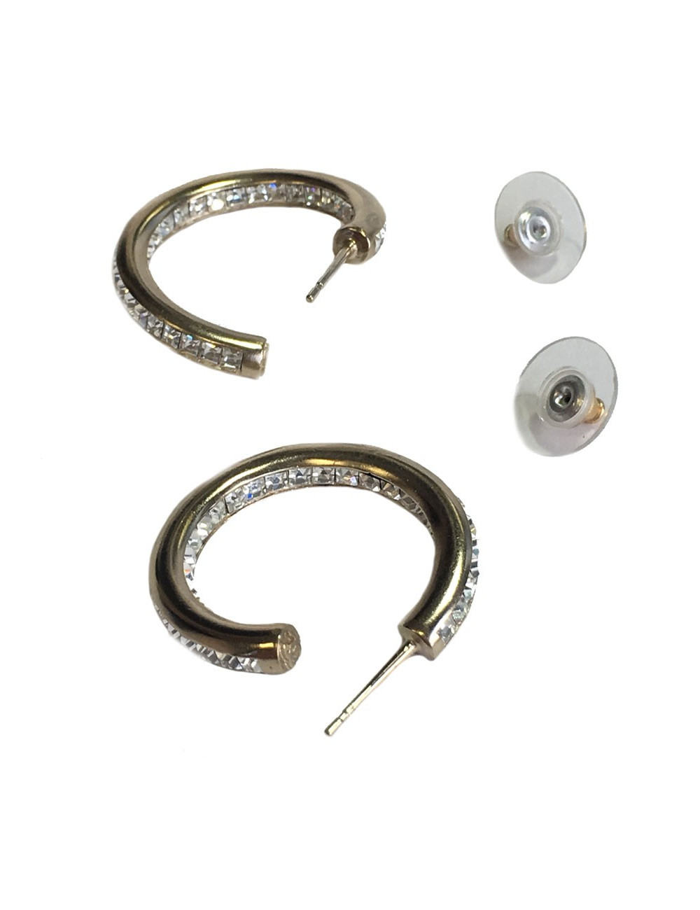 Créoles CHANEL strass et métal doré