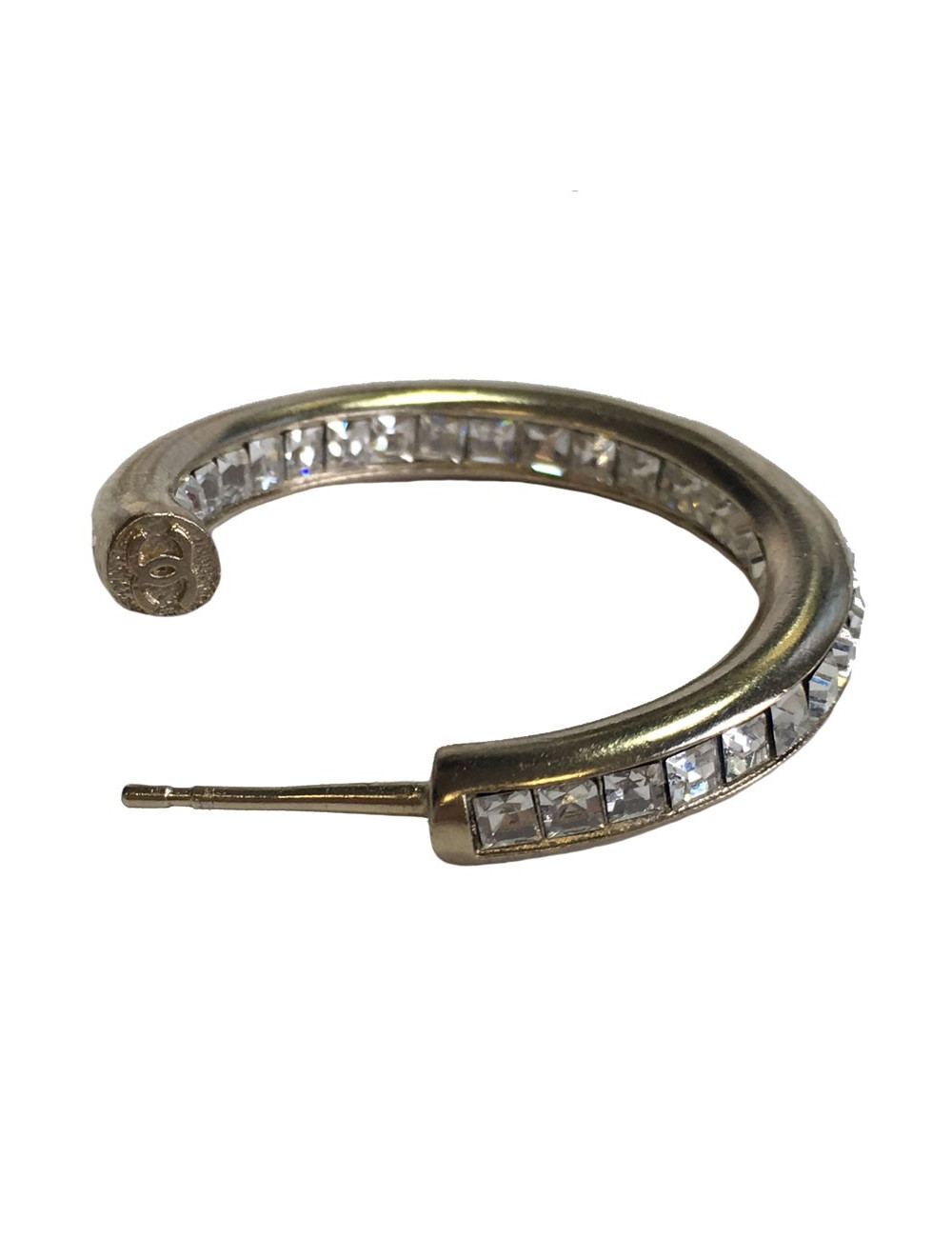 Créoles CHANEL strass et métal doré