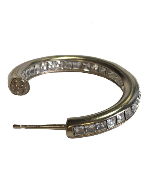 Créoles CHANEL strass et métal doré