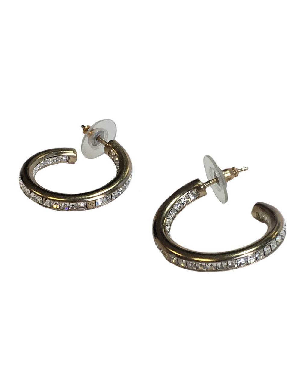 Créoles CHANEL strass et métal doré