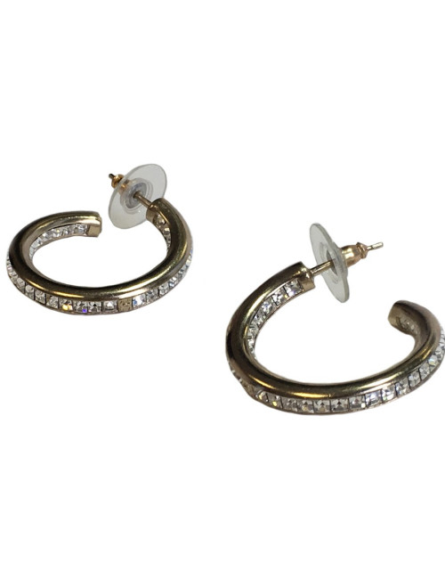 Créoles CHANEL strass et métal doré