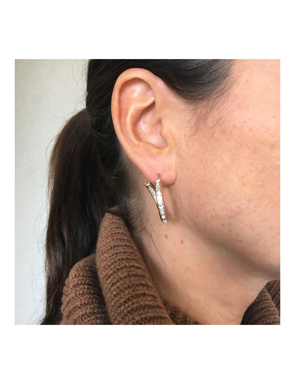 Créoles CHANEL strass et métal doré