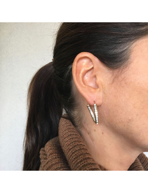 Créoles CHANEL strass et métal doré