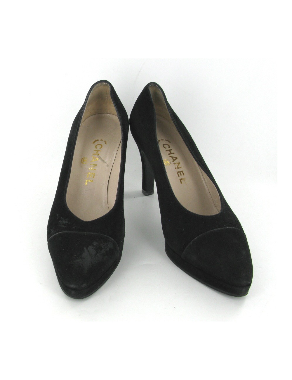 Escarpins en daim noir T38.5 CHANEL