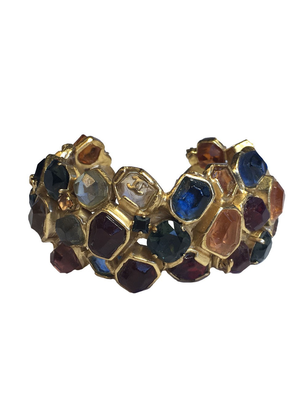  CHANEL Bracelet in gilded metal and multicolored stones