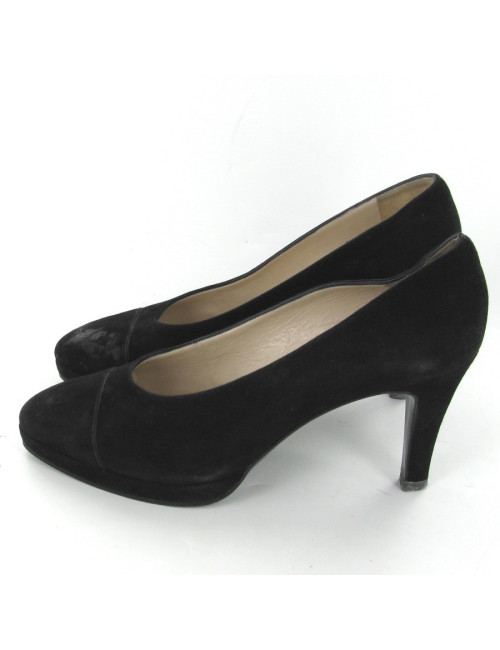 Escarpins en daim noir T38.5 CHANEL