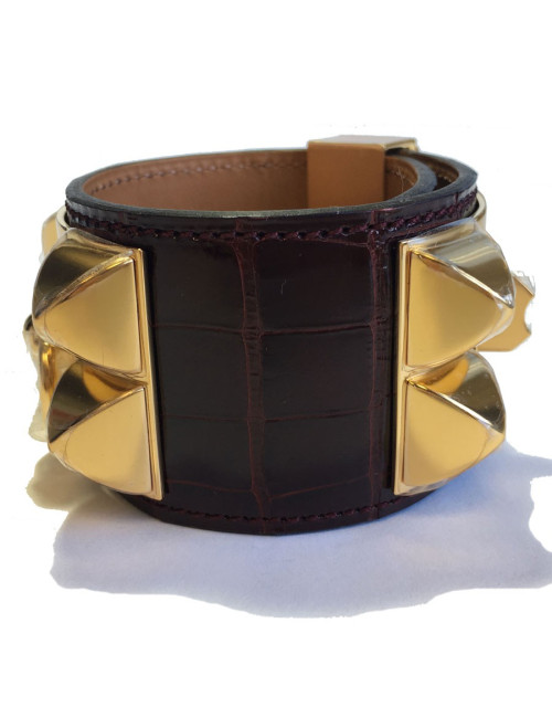 xxx Manchette MEDOR HERMES alligator mississipi couleur Bourgogne