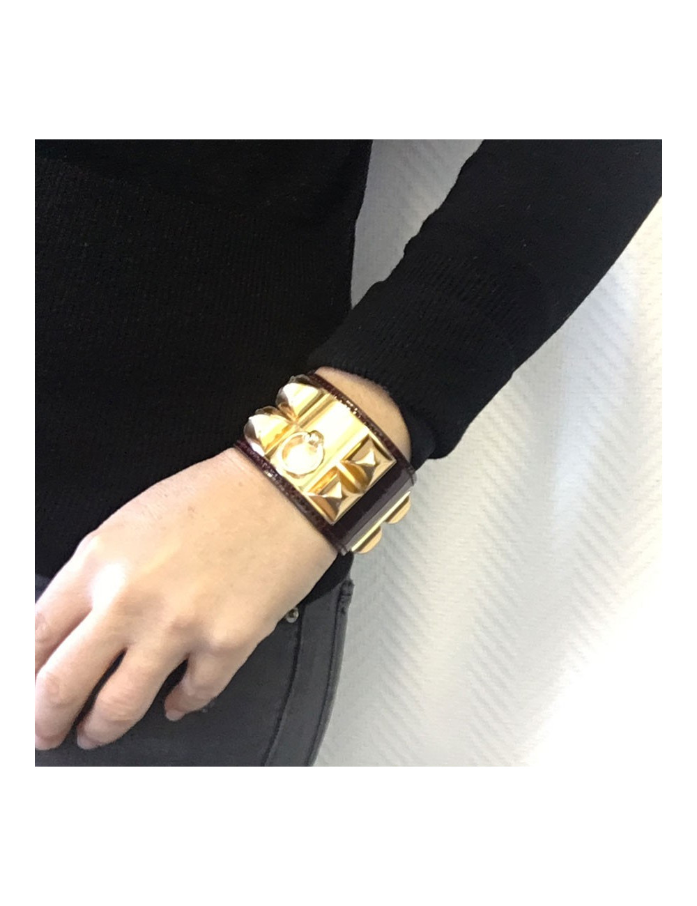 xxx Manchette MEDOR HERMES alligator mississipi couleur Bourgogne