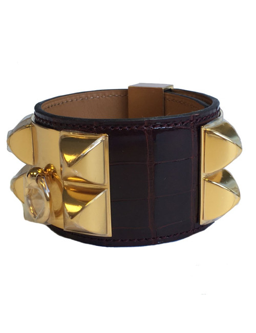xxx Manchette MEDOR HERMES alligator mississipi couleur Bourgogne