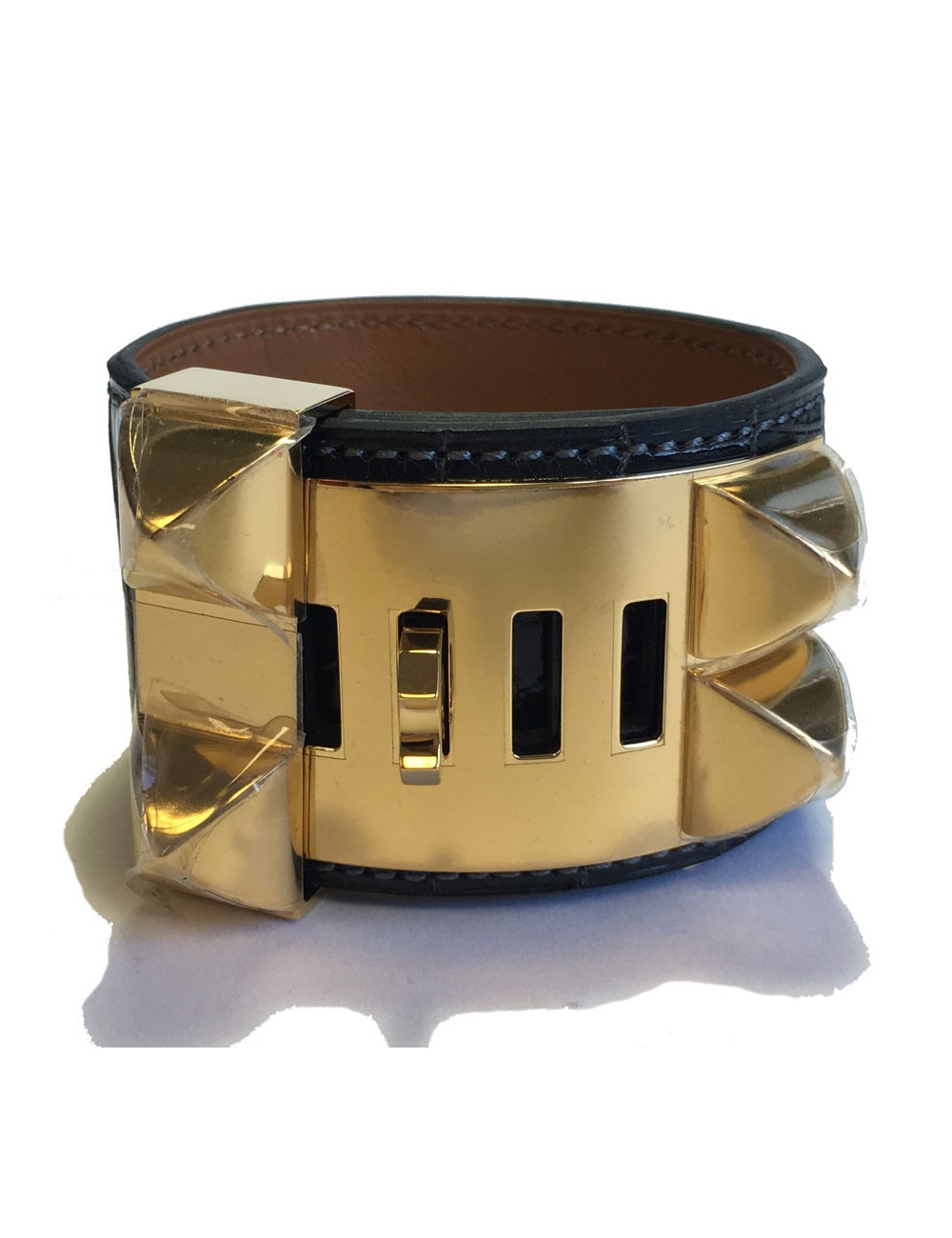 Manchette MEDOR HERMES alligator mississipi couleur graphite