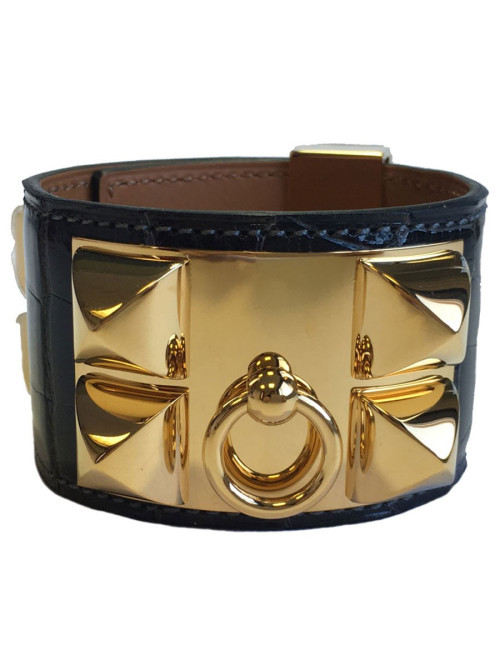 Manchette MEDOR HERMES alligator mississipi couleur graphite