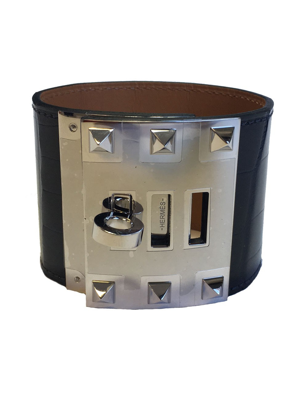 Manchette  HERMES "Extreme" en alligator bleu marine