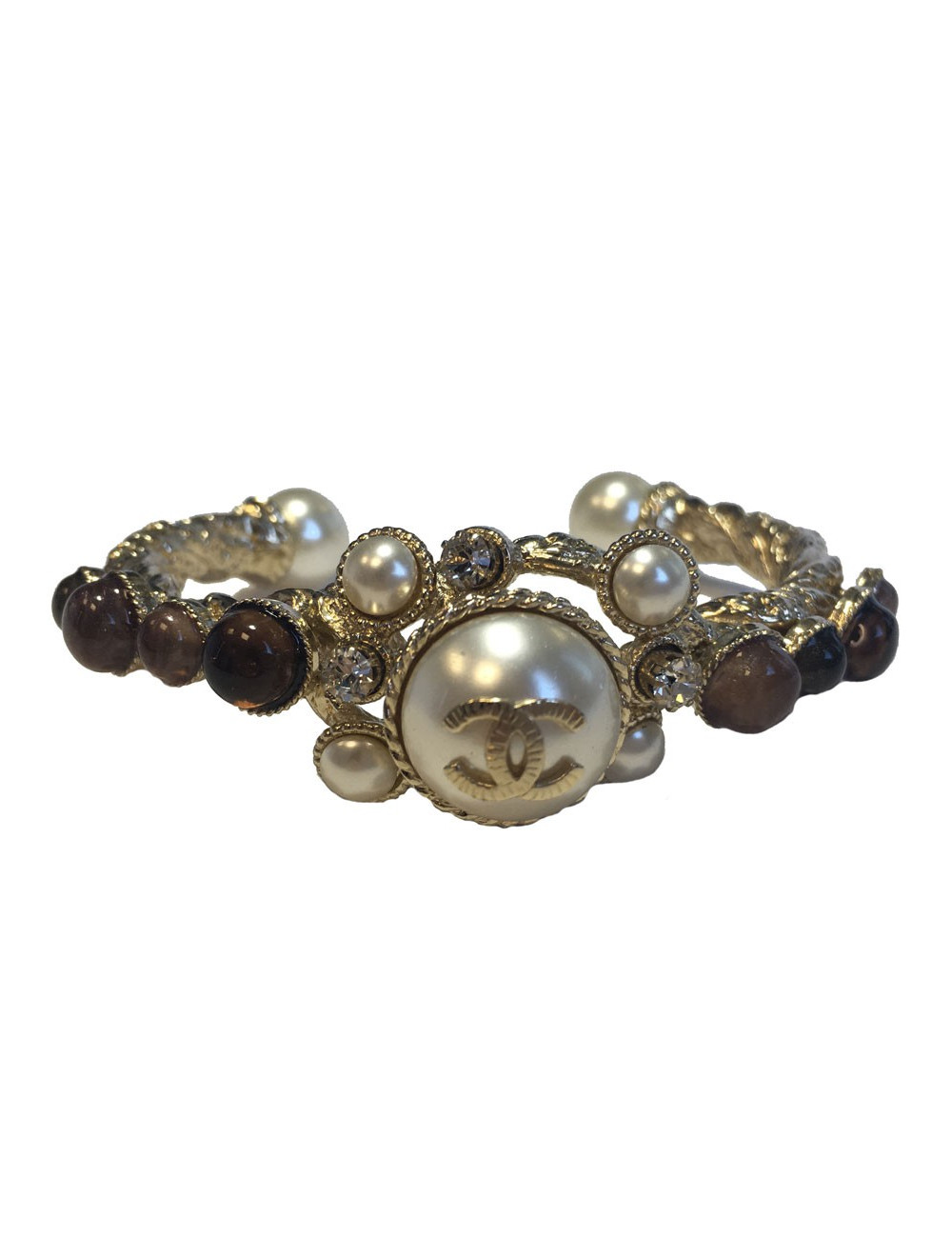 Bracelet CHANEL pâte de verre et perles nacrées