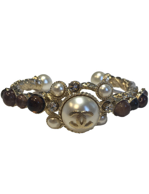 Bracelet CHANEL pâte de verre et perles nacrées