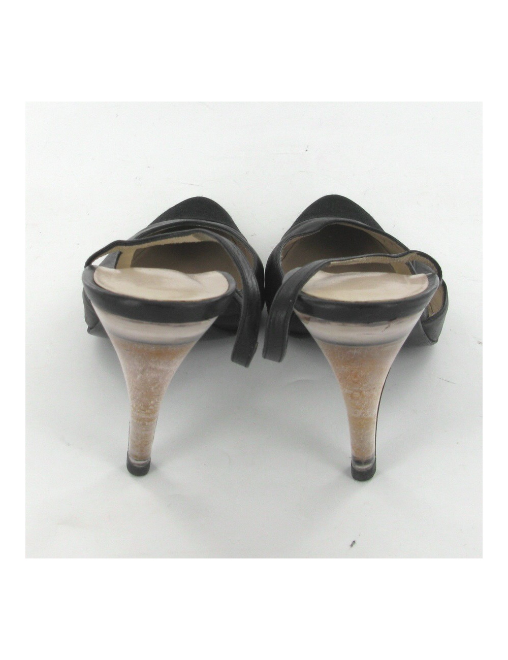 Escarpins cuir et soie noir T39 CHANEL